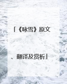 《咏雪》原文、翻译及赏析