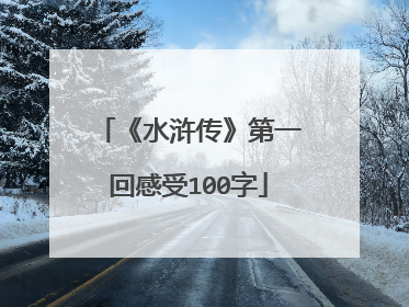 《水浒传》第一回感受100字