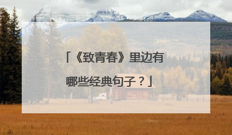 《致青春》里边有哪些经典句子？
