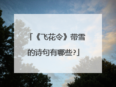 《飞花令》带雪的诗句有哪些?