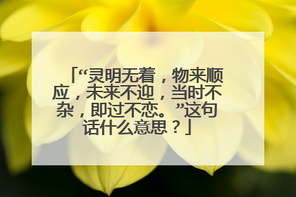 “灵明无着,物来顺应,未来不迎,当时不杂,即过不恋。”这句话什么意思?