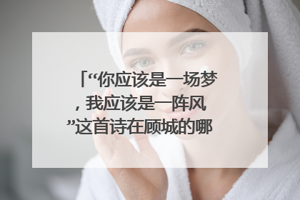 “你应该是一场梦，我应该是一阵风 ”这首诗在顾城的哪本诗集中?（除了《顾城诗全集》）