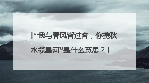 “我与春风皆过客，你携秋水揽星河”是什么意思？