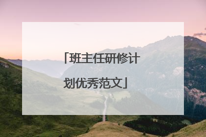 班主任研修计划优秀范文