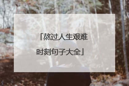 熬过人生艰难时刻句子大全