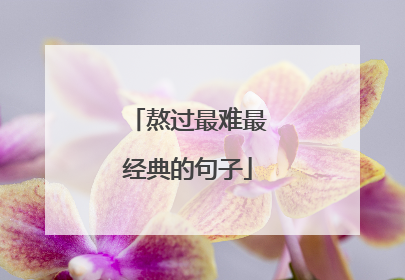 熬过最难最经典的句子