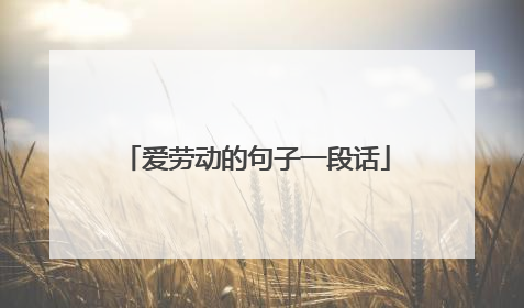 爱劳动的句子一段话