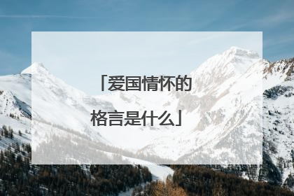 爱国情怀的格言是什么