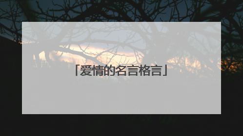 爱情的名言格言