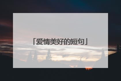 爱情美好的短句