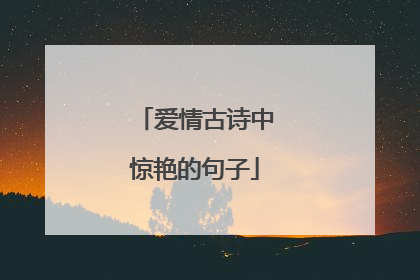 爱情古诗中惊艳的句子