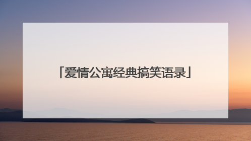 爱情公寓经典搞笑语录