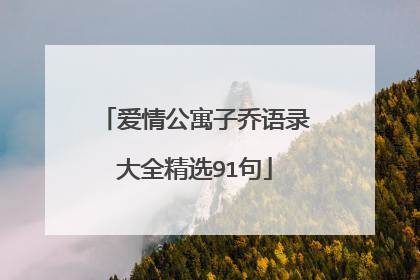 爱情公寓子乔语录大全精选91句