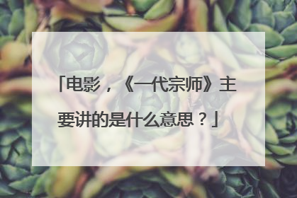 电影,《一代宗师》主要讲的是什么意思?