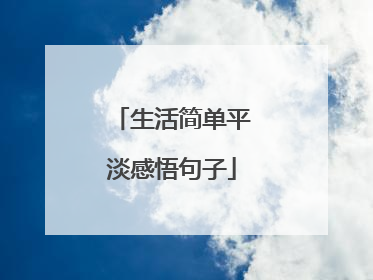 生活简单平淡感悟句子