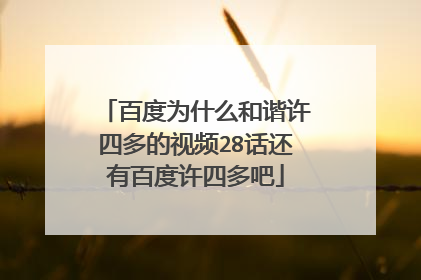 百度为什么和谐许四多的视频28话还有百度许四多吧