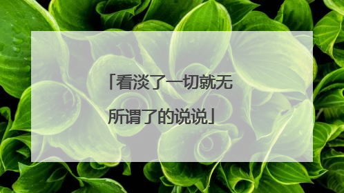 看淡了一切就无所谓了的说说