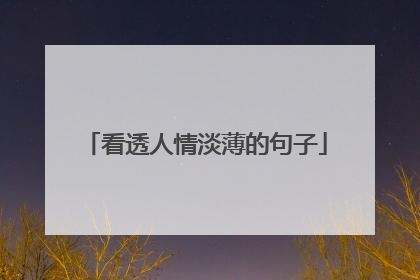 看透人情淡薄的句子