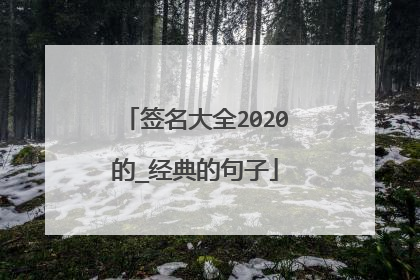 签名大全2020的_经典的句子