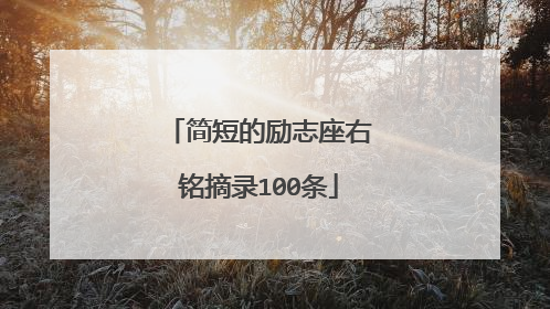 简短的励志座右铭摘录100条