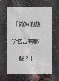 简短的数学名言有哪些？