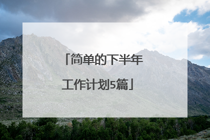 简单的下半年工作计划5篇