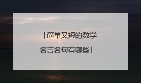 简单又短的数学名言名句有哪些