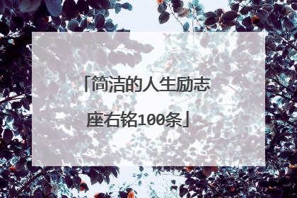 简洁的人生励志座右铭100条