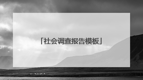 社会调查报告模板