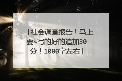 社会调查报告！马上要~写的好的追加30分！1000字左右