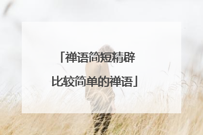 禅语简短精辟 比较简单的禅语