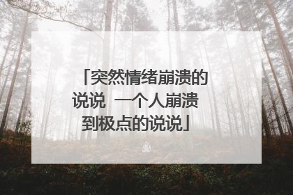 突然情绪崩溃的说说 一个人崩溃到极点的说说