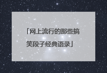 网上流行的那些搞笑段子经典语录