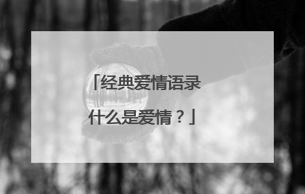 经典爱情语录 什么是爱情？