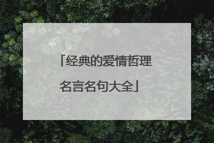 经典的爱情哲理名言名句大全