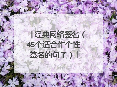 经典网络签名（45个适合作个性签名的句子）