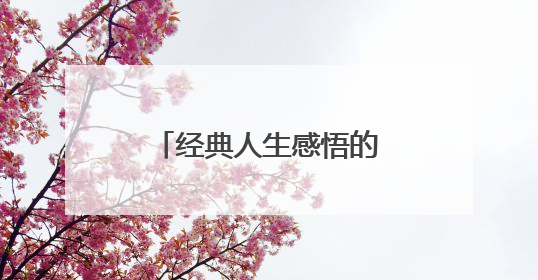 经典人生感悟的句子100条