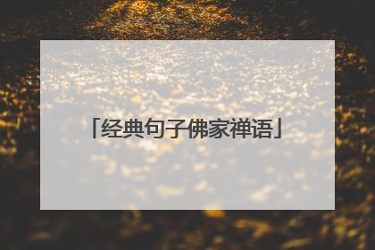 经典句子佛家禅语