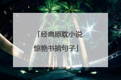 经典原耽小说惊艳书摘句子