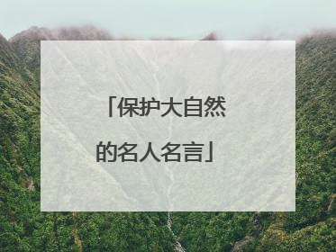 保护大自然的名人名言