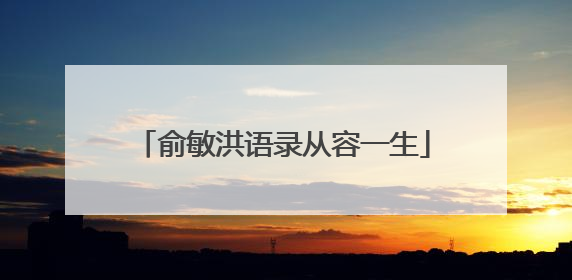 俞敏洪语录从容一生