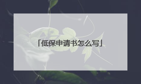低保申请书怎么写