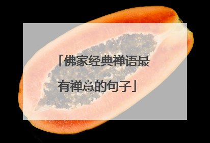 佛家经典禅语最有禅意的句子