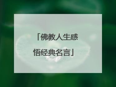 佛教人生感悟经典名言