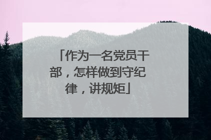 作为一名党员干部，怎样做到守纪律，讲规矩