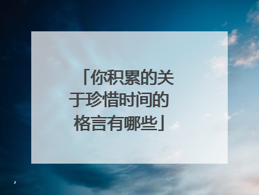 你积累的关于珍惜时间的格言有哪些