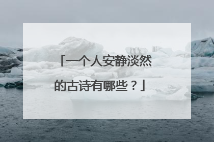 一个人安静淡然的古诗有哪些？