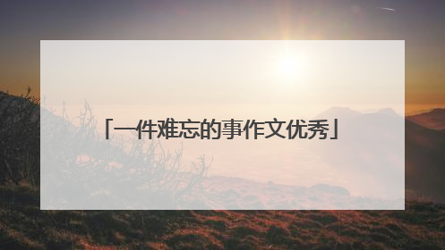 一件难忘的事作文优秀