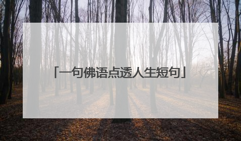 一句佛语点透人生短句