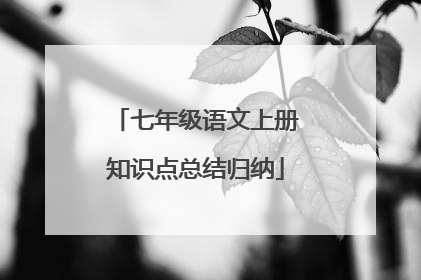 七年级语文上册知识点总结归纳
